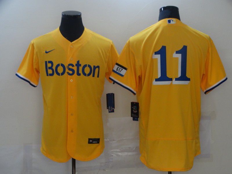 Men Boston Red Sox 11 No name Yellow Elite 2021 Nike MLB Jerseys
